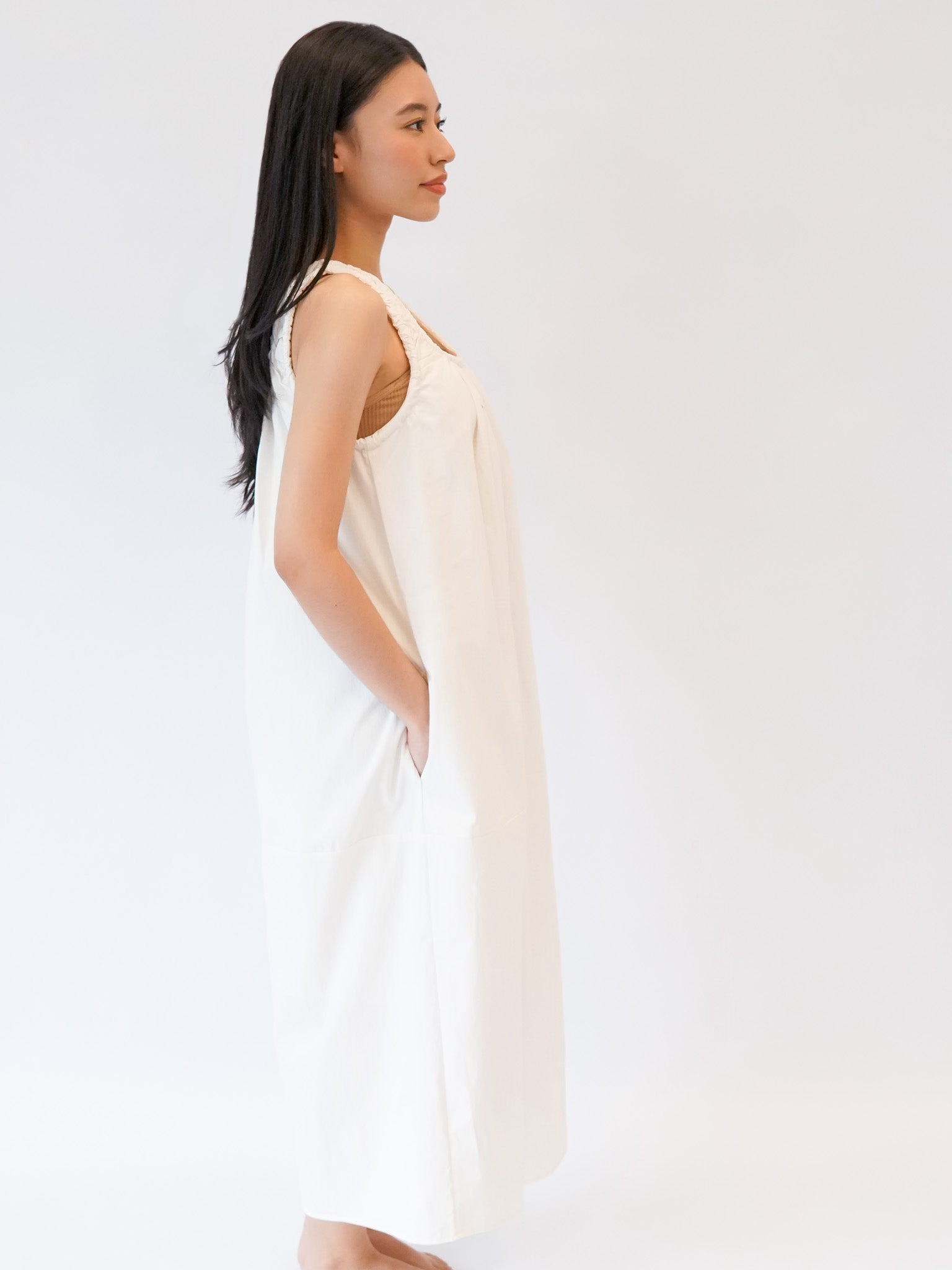 U-neck Balloon Maxi Dress